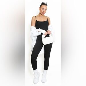 Sage Stylish Black Ribbed Unitard size M